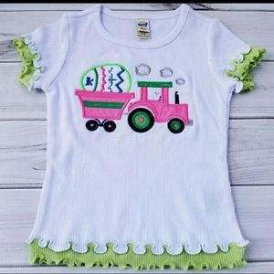 Girls easter bunny tractor ruffle shirt 5/6